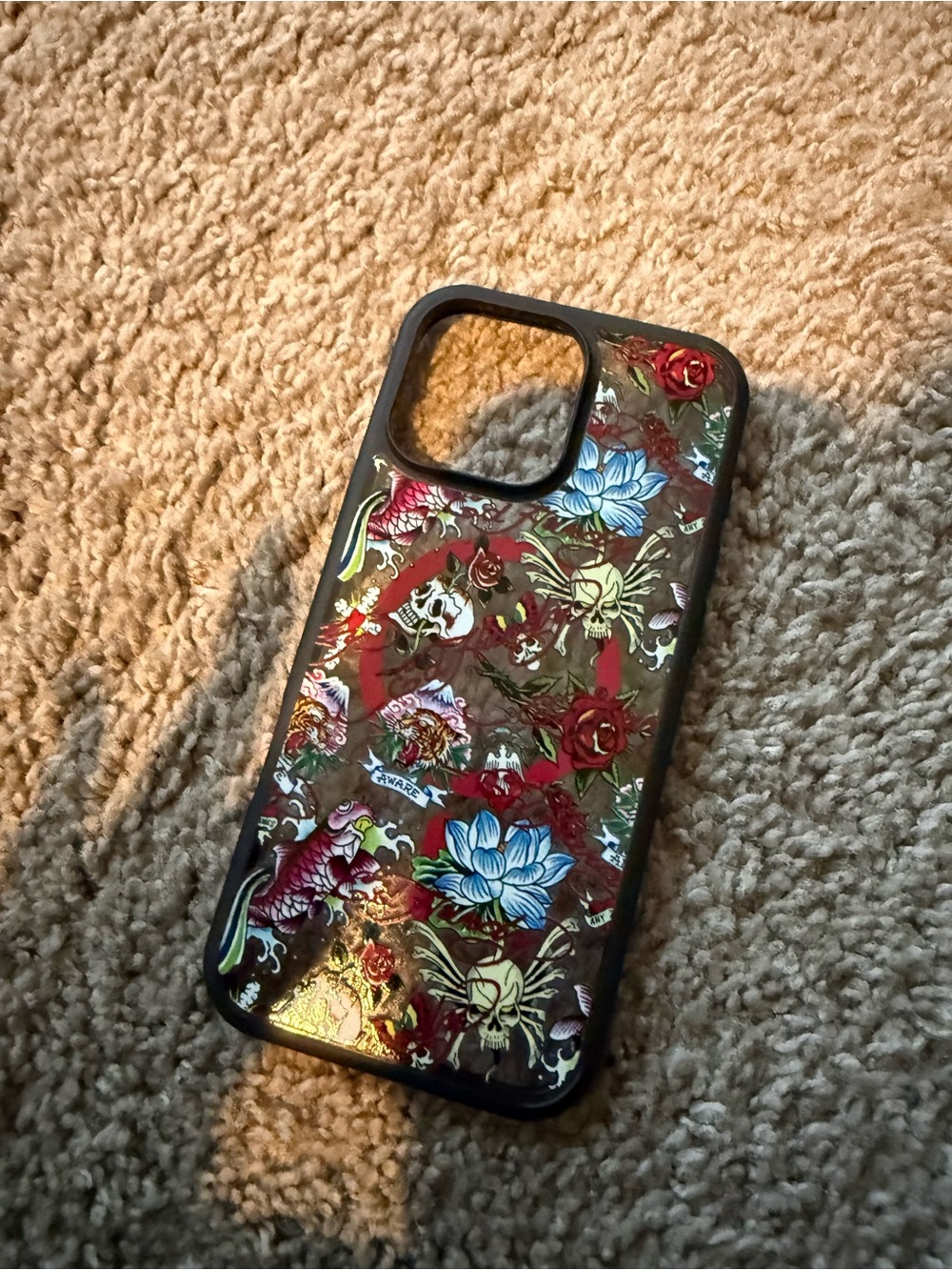 Ed Hardy Floral & Koi Decorative Phone Case in Red, Blue, Gold